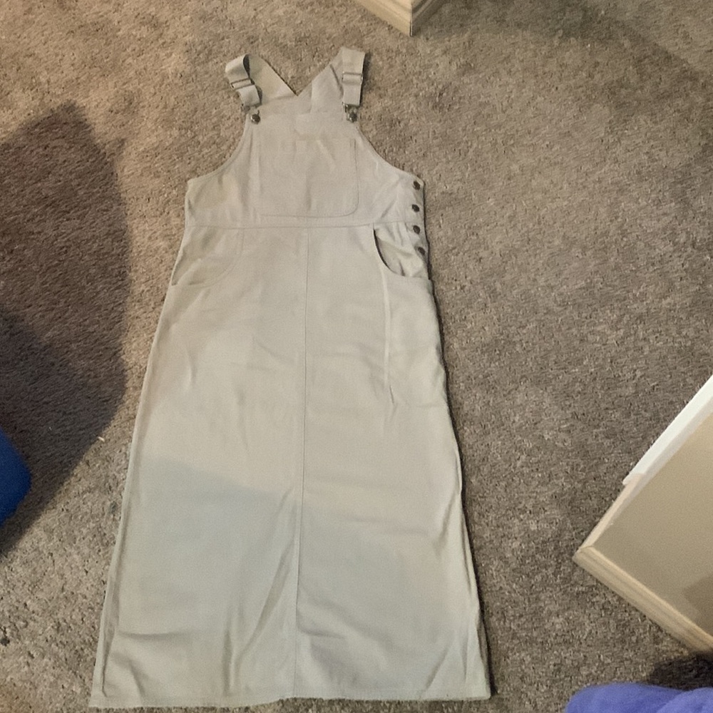 Woolrich khaki overall long dress  cottagecore 100% cotton